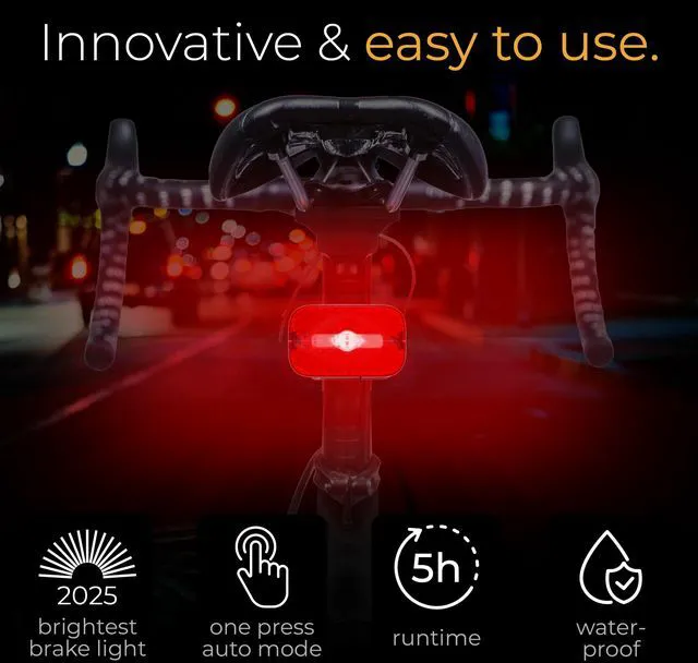 Alt view image 3 of 6 - Bike Tail Light with Reflector and Intelligent Brake Light Function Rear Bike Light LED Bicycle Tail Light