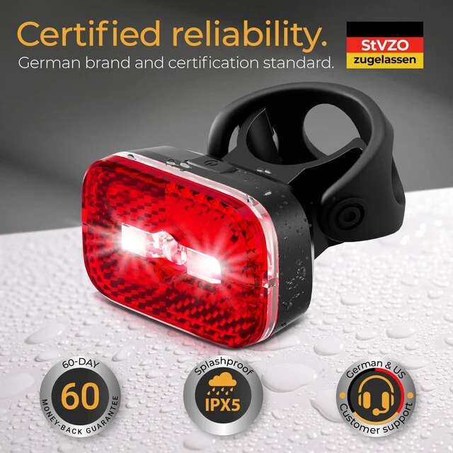 Alt view image 4 of 6 - Bike Tail Light with Reflector and Intelligent Brake Light Function Rear Bike Light LED Bicycle Tail Light