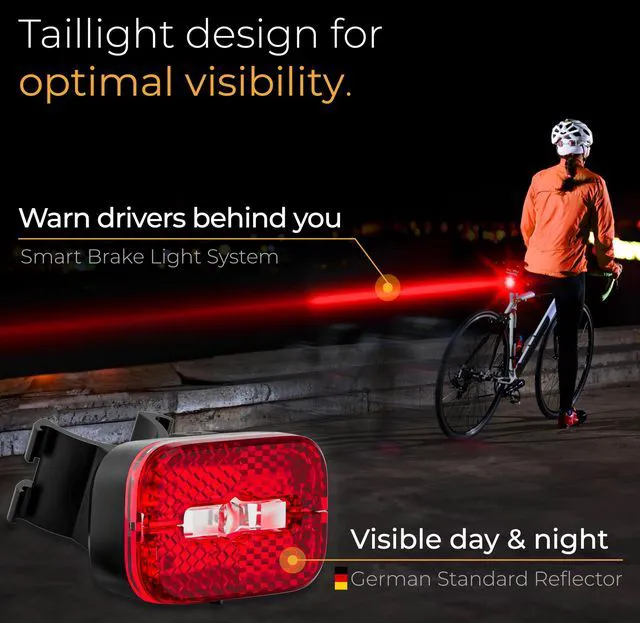 Alt view image 2 of 6 - Bike Tail Light with Reflector and Intelligent Brake Light Function Rear Bike Light LED Bicycle Tail Light