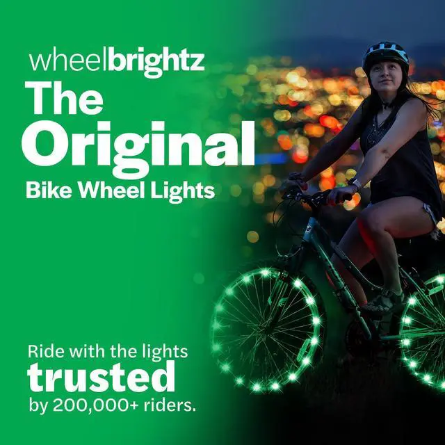 Alt view image 2 of 6 - WheelBrightz 2-Pack Bike Wheel Lights, Green - LED Bike Lights for Tires - Bike Lighting Parts & Accessories - Outdoor Summer Fun for Boys and Girls