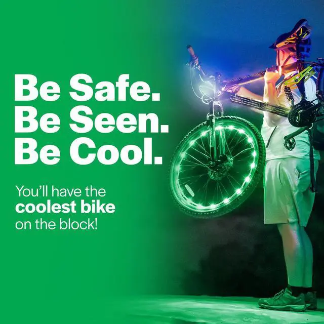 Alt view image 3 of 6 - WheelBrightz 2-Pack Bike Wheel Lights, Green - LED Bike Lights for Tires - Bike Lighting Parts & Accessories - Outdoor Summer Fun for Boys and Girls