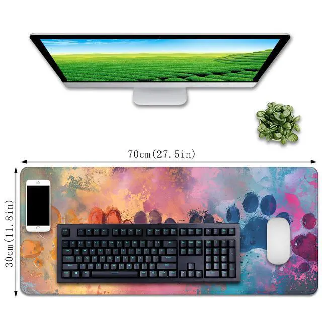 Alt view image 5 of 7 - Cute Dog Paw Print Mouse Pad Desk Mat,Large Mouse Pads Desk,Full Mouse Pad