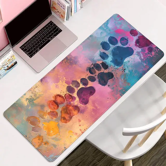Alt view image 6 of 7 - Cute Dog Paw Print Mouse Pad Desk Mat,Large Mouse Pads Desk,Full Mouse Pad