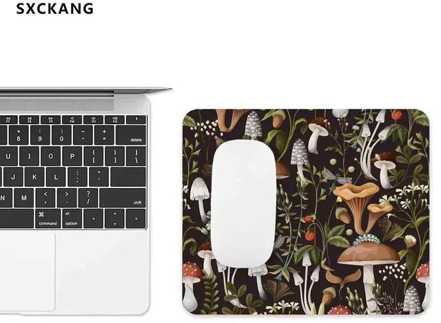 Alt view image 2 of 6 - Cute Mushrooms Mouse Pad, Berries and Bugs Mousepad, Square Natural Trendy Print Mouse Pad, Perfect Design for Gaming, Computer, Office, Laptop, Office Work, Non-Slip Rubber Mouse Mat, 9.5x7.9 inch