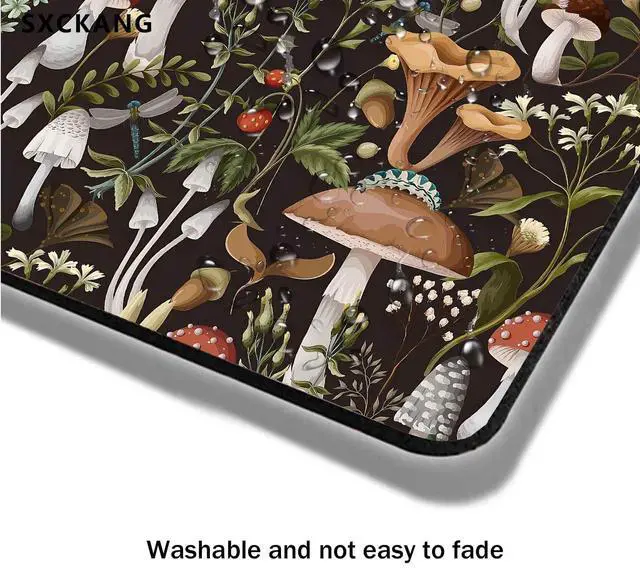 Alt view image 6 of 6 - Cute Mushrooms Mouse Pad, Berries and Bugs Mousepad, Square Natural Trendy Print Mouse Pad, Perfect Design for Gaming, Computer, Office, Laptop, Office Work, Non-Slip Rubber Mouse Mat, 9.5x7.9 inch
