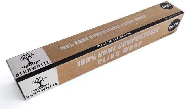 Main image of Certified Compostable Cling Wrap with Slide Cutter - 12" Wide x 200 feet. ASTM 6400 Certified Cling Wrap. Great Alternative to Beeswax Wraps or Plastic Wrap.