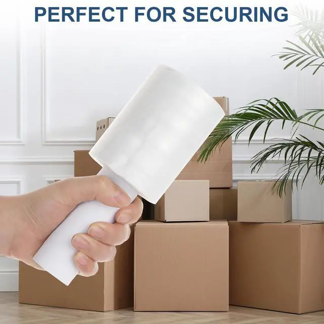 Alt view image 3 of 6 - 6 Pack Stretch Wrap Film with Handle, 4 Inch x 1000ft 80 Gauge Thick Industrial Strength Hand Shrink Wrap Roll, Self-Adhesive Plastic Wrap for Packing, Moving