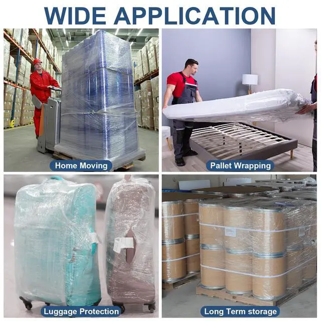 Alt view image 6 of 6 - 6 Pack Stretch Wrap Film with Handle, 4 Inch x 1000ft 80 Gauge Thick Industrial Strength Hand Shrink Wrap Roll, Self-Adhesive Plastic Wrap for Packing, Moving