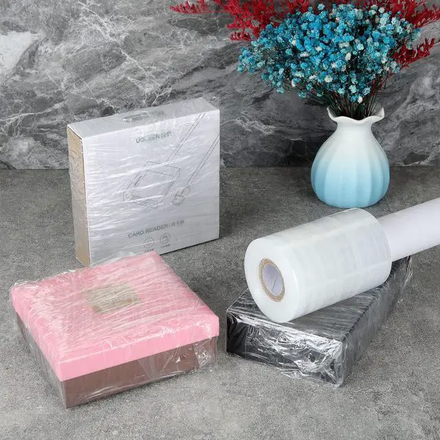 Alt view image 5 of 6 - 6 Pack Stretch Wrap Film with Handle, 4 Inch x 1000ft 80 Gauge Thick Industrial Strength Hand Shrink Wrap Roll, Self-Adhesive Plastic Wrap for Packing, Moving