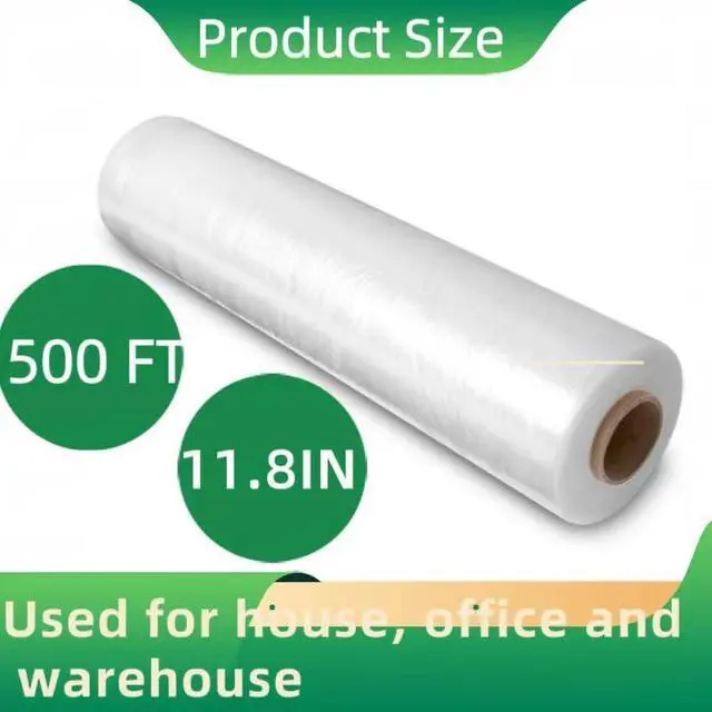 Alt view image 2 of 6 - Stretch Wrap Roll Heavy Duty Plastic Moving Wrap 11.8" X 500FT