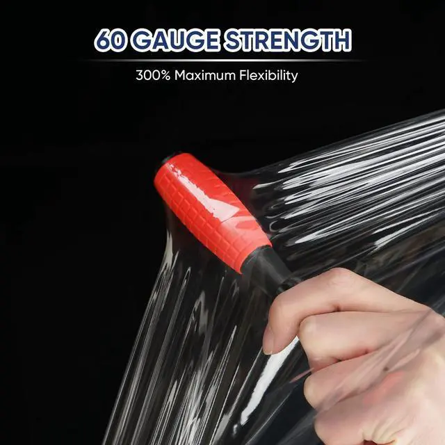 Alt view image 3 of 7 - Stretch Wrap Stretch Film Roll, 1000ft Industrial Strength 15 inch Wide Clear Plastic Wrap with Handles for Pallet Wrapping Shipping Moving