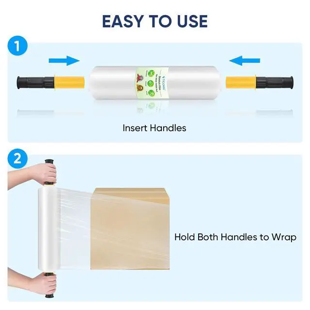 Alt view image 6 of 7 - Stretch Wrap Stretch Film Roll, 1000ft Industrial Strength 15 inch Wide Clear Plastic Wrap with Handles for Pallet Wrapping Shipping Moving