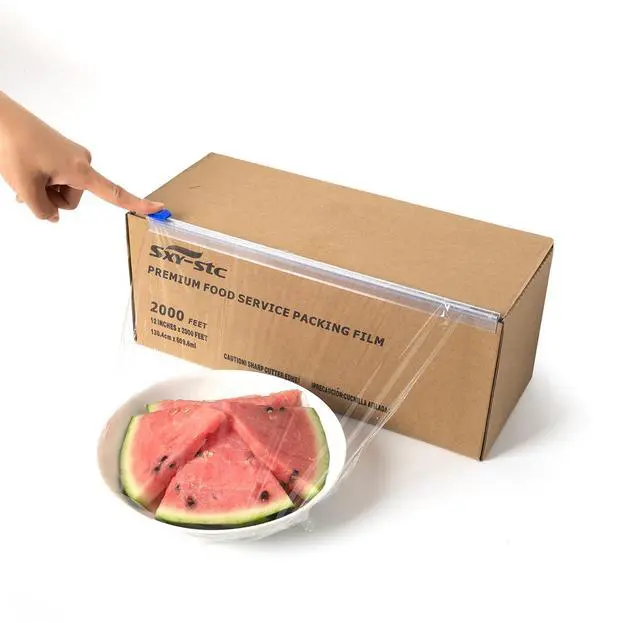 Main image of Plastic Food Wrap Thick Enough for daily use Stronger for Comercial Use Durable With Slide Cutter 12"wide 2000 Feet long Home and Commercial Use Food Service
