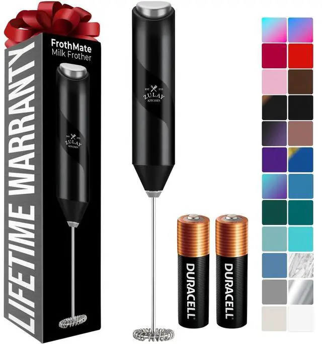 Main image of Powerful Milk Frother AA Batteries Included Ultra Fast Handheld Drink Mixer with Stainless Steel Whisk Stirrer for Coffee, Protein, Matcha & More, Frother Wand Electric Frothmate Black