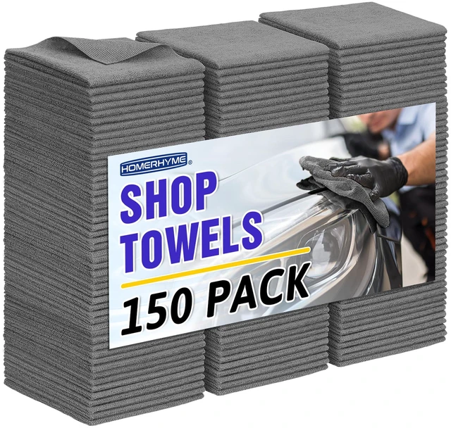 Main image of Microfiber Cleaning Cloth,150 Pack Grey Cleaning Rags, Bulk All-Purpose Lint-Free Shop Towels Wipes, Commercial Micro Fiber Cleaning Towels Washcloth for Car Garage Housekeeping 11.5"*11.5"