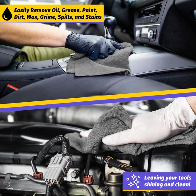 Alt view image 4 of 7 - Microfiber Cleaning Cloth,150 Pack Grey Cleaning Rags, Bulk All-Purpose Lint-Free Shop Towels Wipes, Commercial Micro Fiber Cleaning Towels Washcloth for Car Garage Housekeeping 11.5"*11.5"