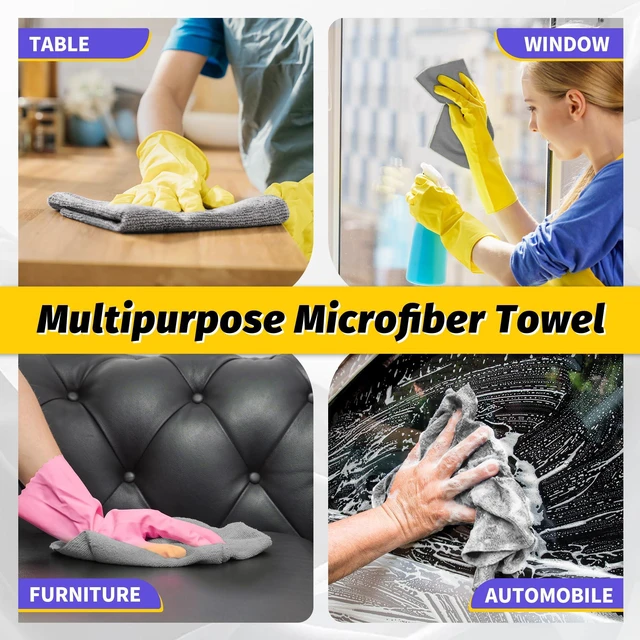Alt view image 7 of 7 - Microfiber Cleaning Cloth,150 Pack Grey Cleaning Rags, Bulk All-Purpose Lint-Free Shop Towels Wipes, Commercial Micro Fiber Cleaning Towels Washcloth for Car Garage Housekeeping 11.5"*11.5"