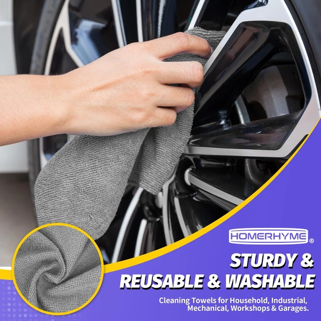 Alt view image 6 of 7 - Microfiber Cleaning Cloth,150 Pack Grey Cleaning Rags, Bulk All-Purpose Lint-Free Shop Towels Wipes, Commercial Micro Fiber Cleaning Towels Washcloth for Car Garage Housekeeping 11.5"*11.5"