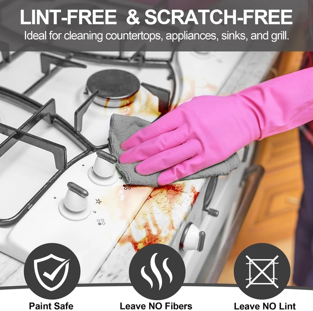 Alt view image 5 of 7 - Microfiber Cleaning Cloth, 12 Pack Grey Cleaning Rags,12" X 11" Lint Free Dish Towels Wash Cloths, Reusable Microfiber Towels for Home and Kitchen Bathroom Apartment Cleaning Supplies