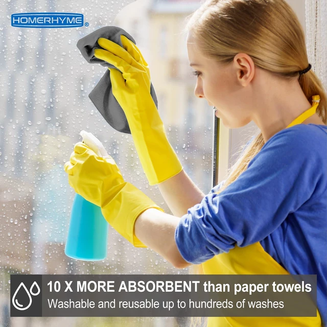 Alt view image 4 of 7 - Microfiber Cleaning Cloth, 12 Pack Grey Cleaning Rags,12" X 11" Lint Free Dish Towels Wash Cloths, Reusable Microfiber Towels for Home and Kitchen Bathroom Apartment Cleaning Supplies