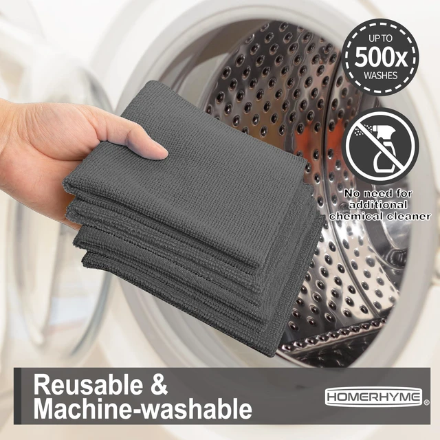 Alt view image 7 of 7 - Microfiber Cleaning Cloth, 12 Pack Grey Cleaning Rags,12" X 11" Lint Free Dish Towels Wash Cloths, Reusable Microfiber Towels for Home and Kitchen Bathroom Apartment Cleaning Supplies