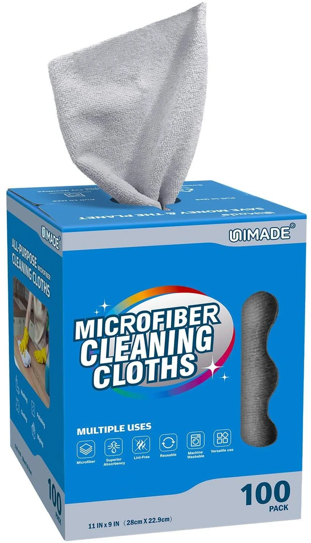 Main image of Microfiber Cleaning Cloth, 100 Sheets Microfiber Towels for Cars Commercial Grade Washcloths Lint-Free Bulk Shop Towel Cleaning Rags for Household Restaurant Garage Housekeeping, 11"x 9", Grey