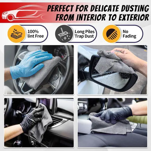 Alt view image 3 of 7 - Shop Towels, Pack of 50, Grey Microfiber Cleaning Cloth Bulk, Microfiber Towels for Cars, All-Purpose Absorbent Cleaning Rags, Dust Cloth for Automotive, Mechanic, Garage, 11.5 x 11.5 inch