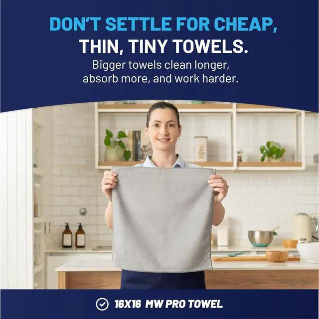 Alt view image 3 of 7 - MW PRO Premium Microfiber Cleaning Cloths (12 Pack, 12x12, Grey) - Streak Free Stainless Steel & Glass Towels - Ultra Soft Cleaning Cloths for Screens, Granite & Modern Home - Washable & Reusable