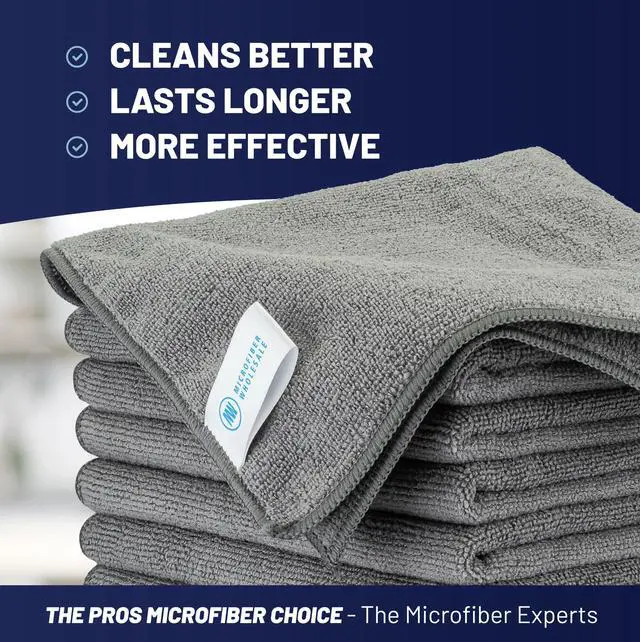 Alt view image 2 of 7 - MW PRO Premium Microfiber Cleaning Cloths (12 Pack, 12x12, Grey) - Streak Free Stainless Steel & Glass Towels - Ultra Soft Cleaning Cloths for Screens, Granite & Modern Home - Washable & Reusable