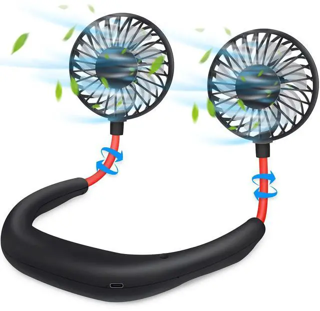 Main image of Portable Neck Fan 2500 mAh Rechargeable USB Hands-Free Mini Face Cooling Personal Double Headed Rotatable Small Fan for Working Office Reading Traveling Outdoor Sport