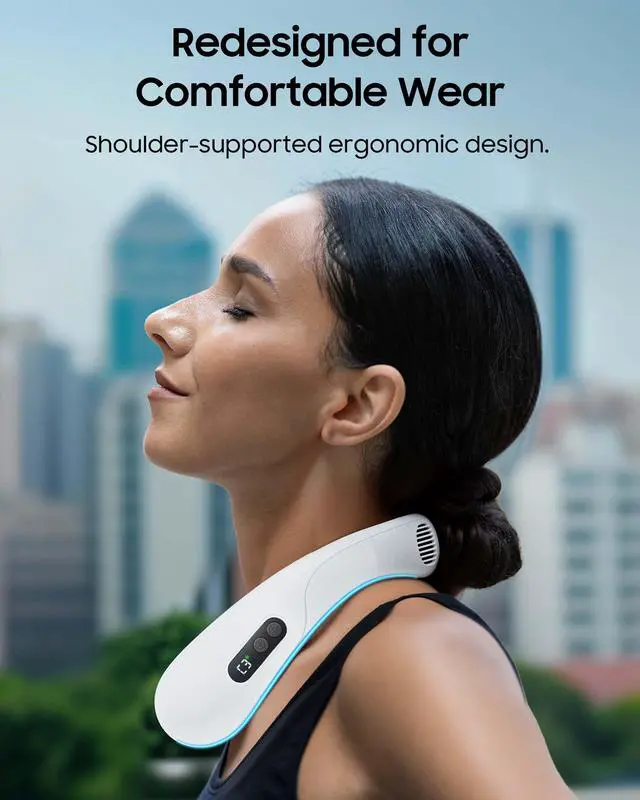 Alt view image 5 of 6 - HIGO CoolMaster Ultra Neck Fan, Neck Air Conditioner, 2-in-1 Cooling Neck Fan Portable Rechargeable, Wearable Personal Fan, 5500mAh Large Battery, Ergonomic Design, Glacier Gray
