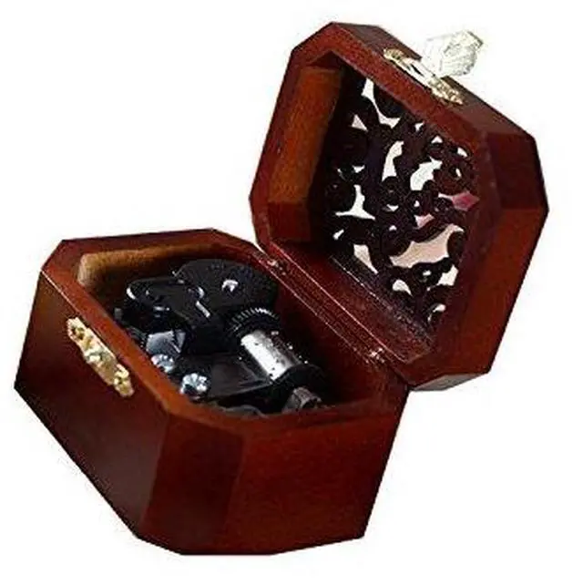 Alt view image 2 of 6 - Vintage Wood Carved Mechanism Musical Box Wind Up Music Box Gift for Christmas/Birthday/Valentine's Day, Melody You are My Sunshine