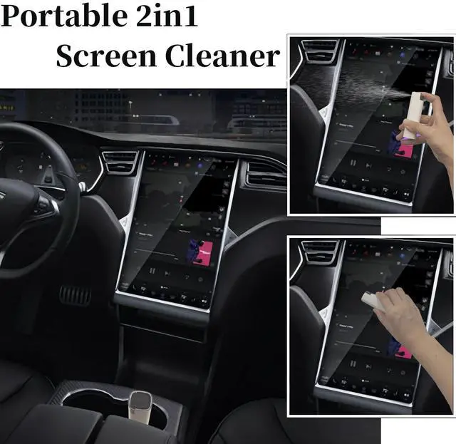 Alt view image 3 of 5 - Car Screen Cleaner Spray and Wipe for Women, Cell Phone Touchscreen Cleaning Wiper Kit Accessories for MacBook Display iPad iPhone Mac Laptop Computer Monitor TV Screens, Black Grey White