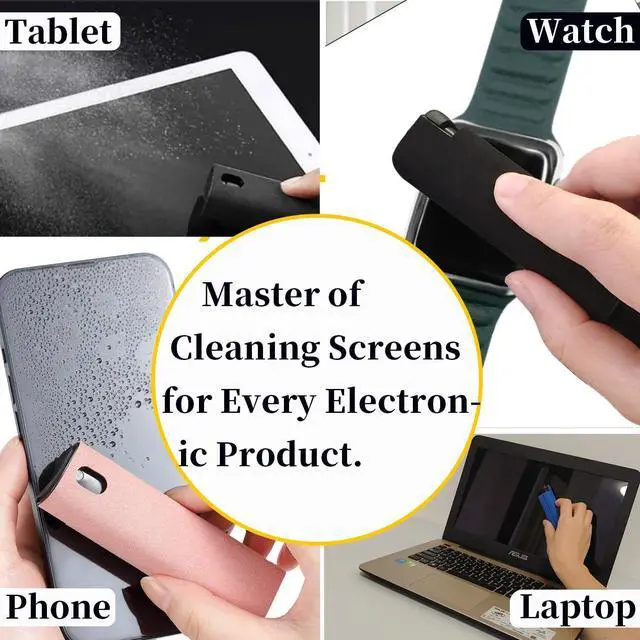 Alt view image 4 of 5 - Car Screen Cleaner Spray and Wipe for Women, Cell Phone Touchscreen Cleaning Wiper Kit Accessories for MacBook Display iPad iPhone Mac Laptop Computer Monitor TV Screens, Black Grey White