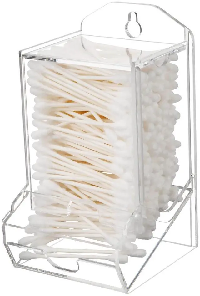 Main image of Qtip Dispenser Cotton Swab Holder, Large Acrylic Q Tip Dispenser Storage Organizer Modern Containers Countertop Decor for Bathroom Restroom (Clear, Cotton Swab Dispenser Only)