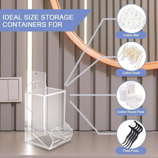 Alt view image 7 of 7 - Qtip Dispenser Cotton Swab Holder, Large Acrylic Q Tip Dispenser Storage Organizer Modern Containers Countertop Decor for Bathroom Restroom (Clear, Cotton Swab Dispenser Only)