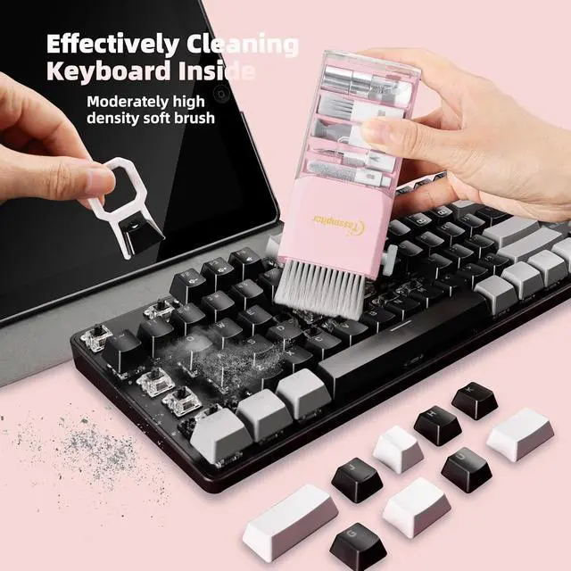 Alt view image 2 of 7 - Keyboard Cleaning Kit, All in 1 Laptop Cleaning Kit for MacBook iPhone iPad Camera Lens Airpods Computer, Compact Keyboard Cleaner with Spray and Brush, Multitool for Electronic Screen