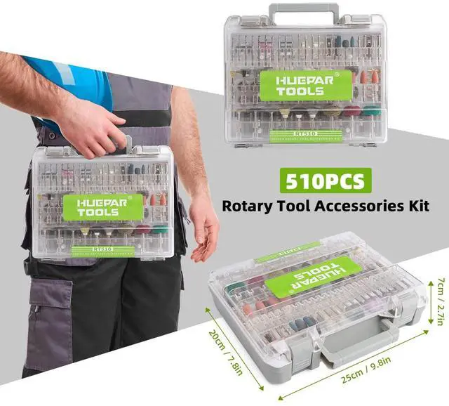 Alt view image 4 of 7 - 510-Piece Rotary Tool Accessories Kit, 1/8 inch (3.2mm) Diameter Shanks, Universal Accessories Bits for Easy Cutting, Sanding, Grinding, Carving, Polishing, Drilling and Engraving