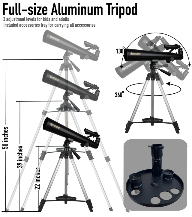 Alt view image 2 of 5 - SpectrumOI TourStar 80 AZ Telescope for Adults Astronomy Gifts, Professional Telescope Premium Refractor 80mm Aperture 500mm Focal Length with Carry Bag and Phone Holder