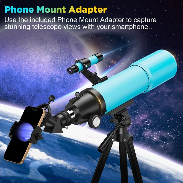 Alt view image 5 of 7 - 90mm Refractor Telescope for Adults & Kids: 150X Scope with 133cm Tripod 90mm Large Aperture, Fully Multi-Coated Optics, Brighter Views, Higher Contrast, 20X-150X Magnification, Tool-Free Setup