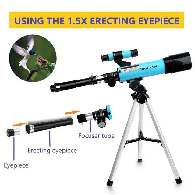 Alt view image 5 of 6 - Lunar Telescope for Kids and Astronomy Beginners, Refractor Telescope with Finder Scope and 3 Eyepieces, Travel Telescope with Compact HD Binoculars for Moon Viewing Bird Watching Sightseeing