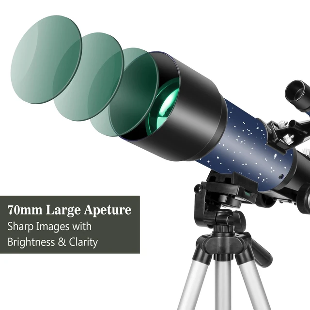 Alt view image 2 of 7 - Telescopes, Telescope for Kids and Adults Beginners, 70mm Aperture 400mm Focus Length Refractor Travel Telescope with AZ Mount for Observe The Moon and Landscape
