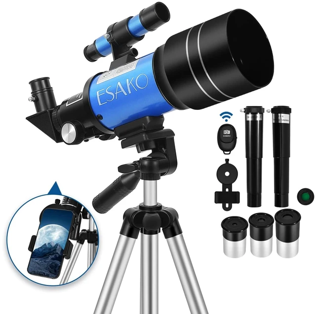 Main image of Telescope for Kids & Beginners, 70mm Aperture Portable Telescopes with 3 Eyepieces, Height Adjustable Tripod & Phone Adapter & Remote Control Gift for Christmas