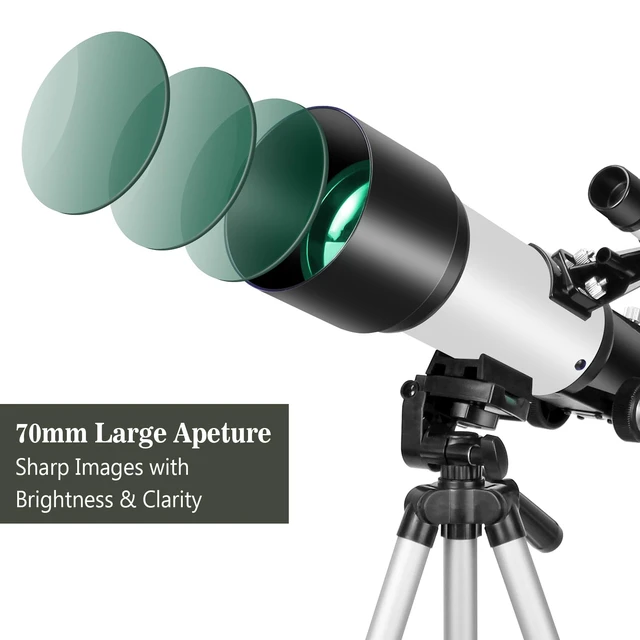 Alt view image 2 of 7 - Telescopes, Telescope for Kids and Adults Beginners, 70mm Aperture 400mm Focus Length Refractor Travel Telescope with AZ Mount for Observe The Moon and Landscape