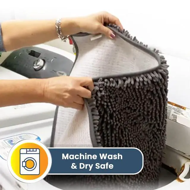 Alt view image 5 of 7 - Super Water Absorbent Door Mat Indoor, Microfiber Quick Dry Chenille Entryway Rug, Slip Resistant Front Door Mat, Indoor Mats for Entryway, Machine Washable Pet Rug, Grey 28"x18"