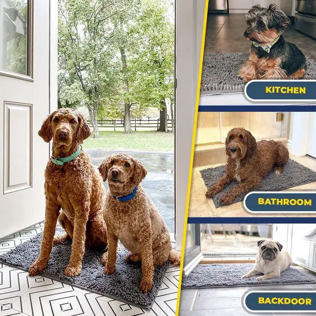 Alt view image 7 of 7 - Super Water Absorbent Door Mat Indoor, Microfiber Quick Dry Chenille Entryway Rug, Slip Resistant Front Door Mat, Indoor Mats for Entryway, Machine Washable Pet Rug, Grey 28"x18"
