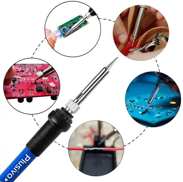 Alt view image 3 of 7 - Soldering Iron Kit, 60W Adjustable Temperature 5-in-1 Solder Wire, Stand, Sponge, Rosin Paste Flux, Fast Heating Desoldering Tool for Electronics Repair Hobby DIY 120 V US Plug