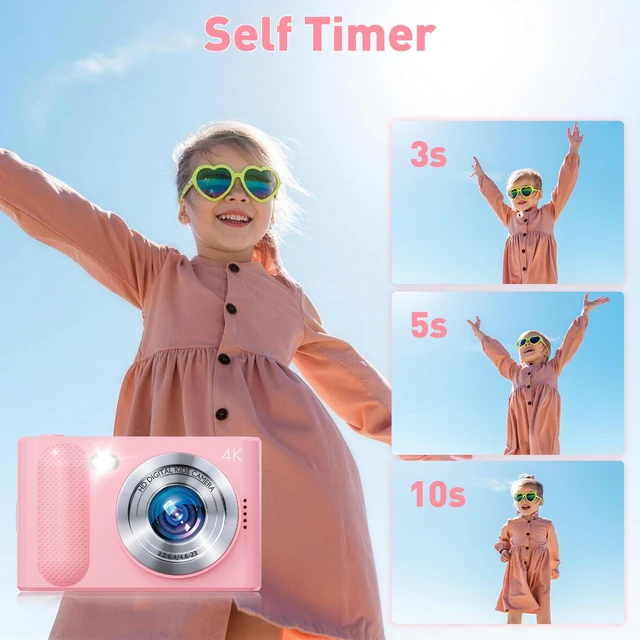 Alt view image 4 of 7 - Digital Camera,48MP Kids Camera 1080P Dual Lens Cmopact Camera with Fill Light,Portable Camera with 32GB SD Card,Small Digital Camera for Kids Teens Boys and Girls,Pink