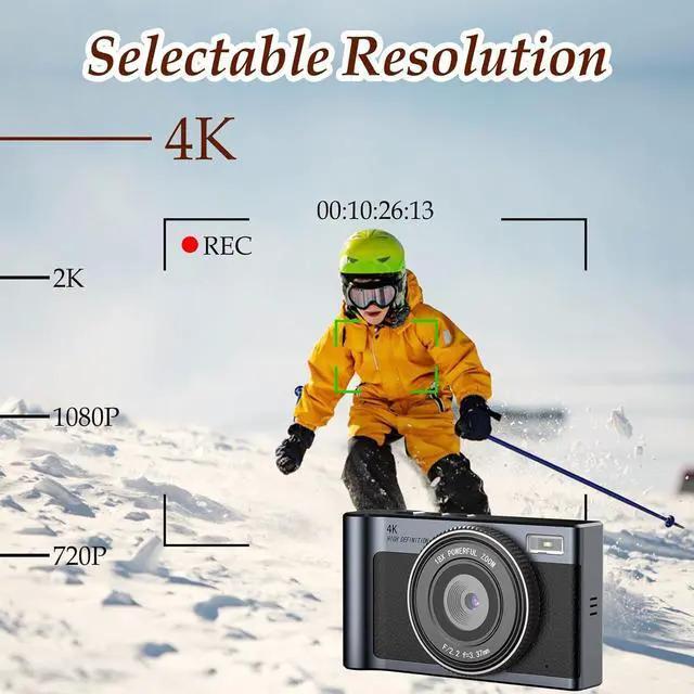 Alt view image 5 of 6 - Digital Camera,4K Camara de Fotos with 64GB Card