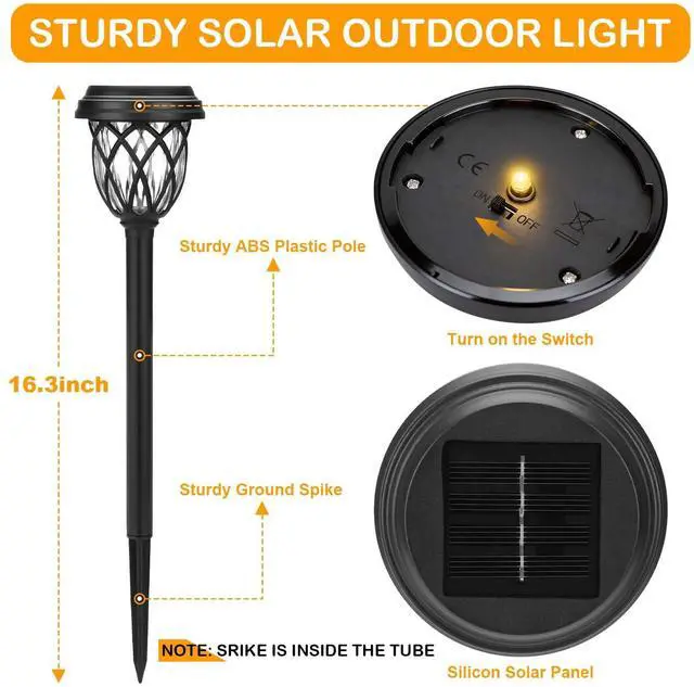 Alt view image 2 of 6 - Solar Lights Outdoor 12 Pack, IP65 Waterproof Garden Landscape Lighting for Patio Yard DrivewayWarm White
